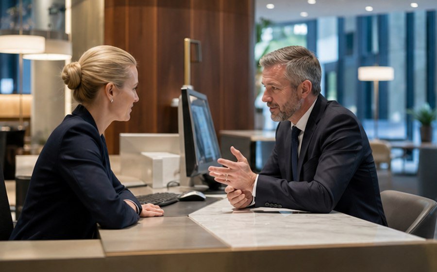 Professionele bankomgeving met financiele analyse